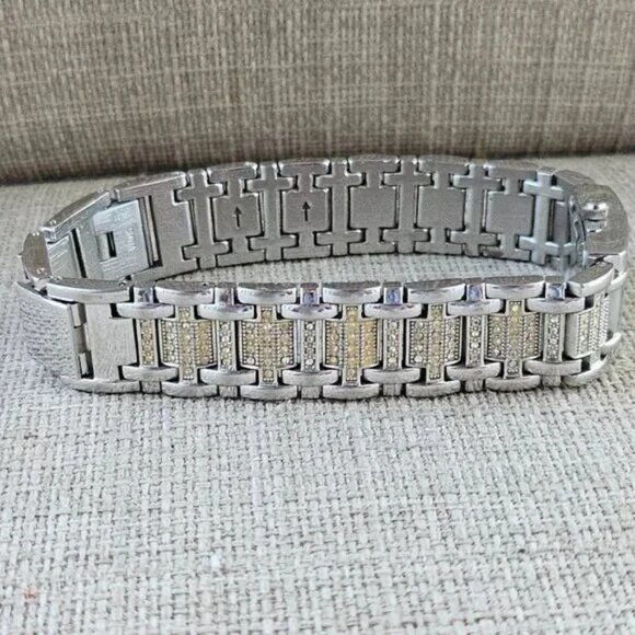 Vintage Elgin Women Wristwatch Silver Tone Crystals Accent Band Analog Watch - Picture 6 of 11